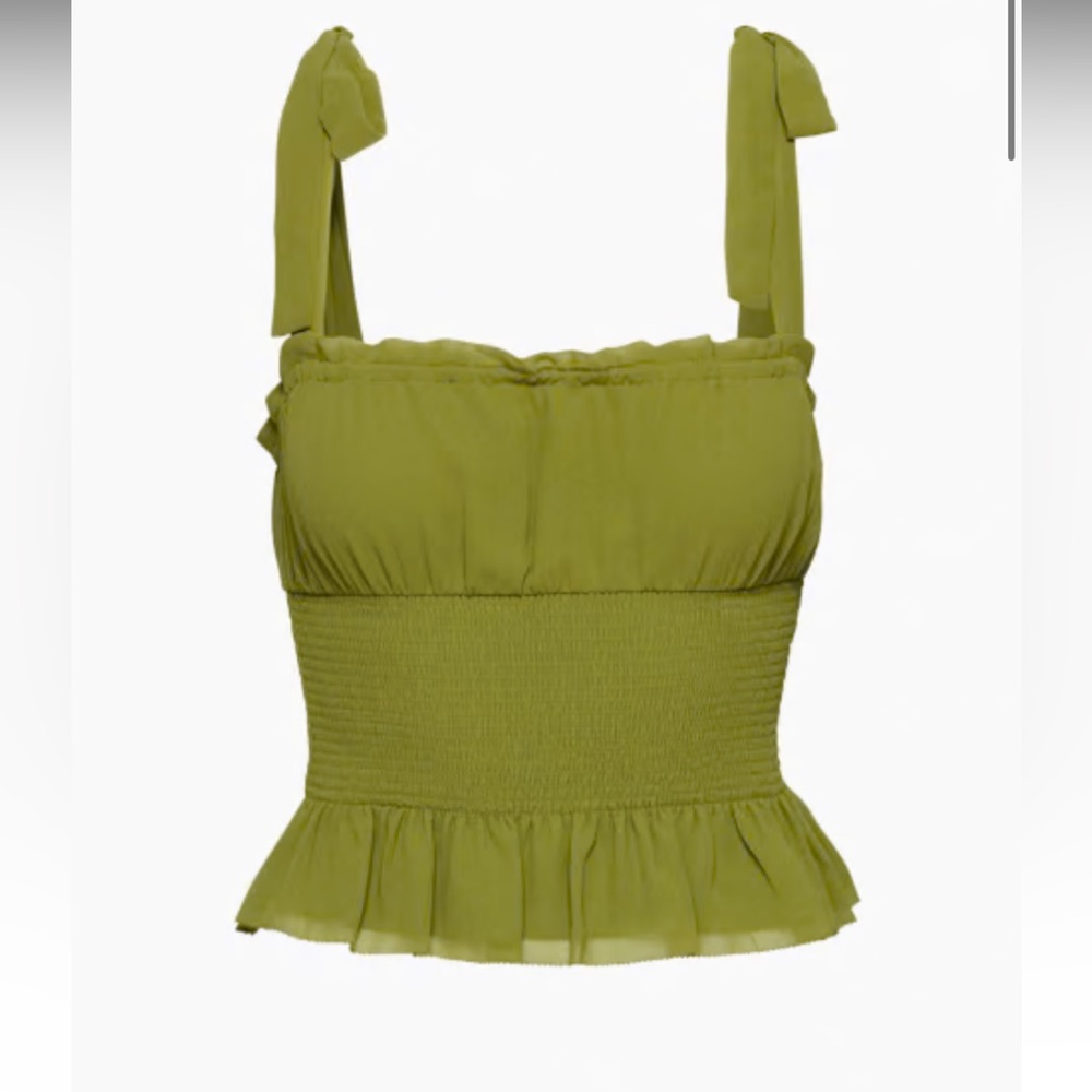 Aritzia Green chiffon tie strap camisole